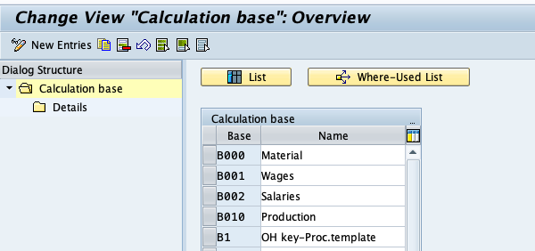Configuration of a Calculation Base in SAP CO